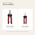 Comparatif des deux tailles : grand modèle de 16 cm et petit modèle de 12 cm