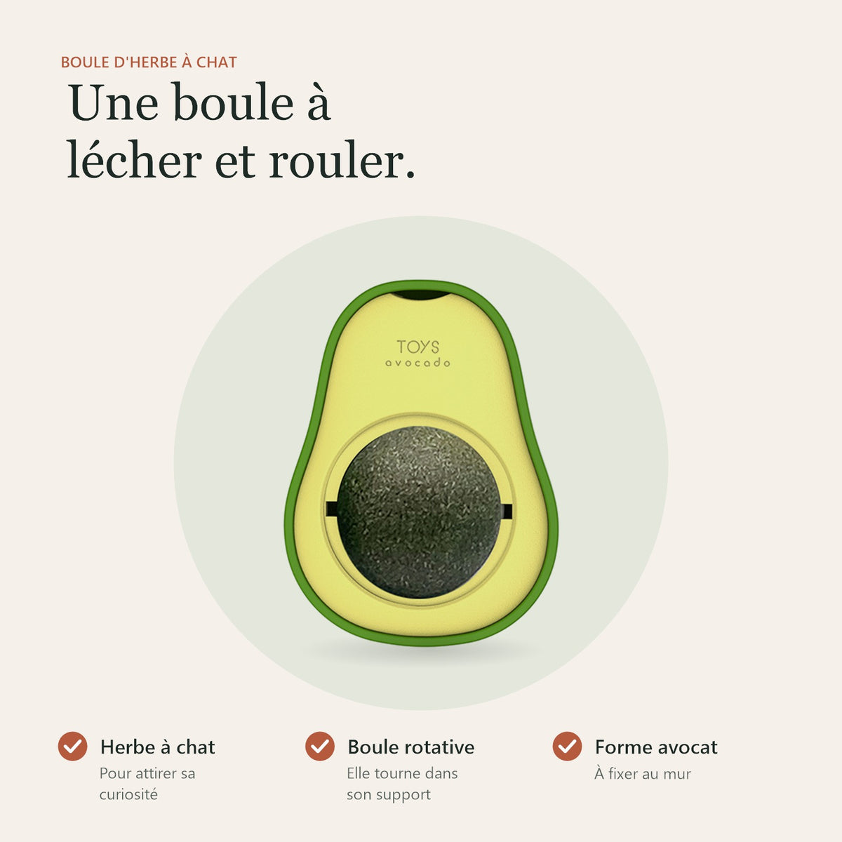 Boule d'herbe à chat : herbe à chat, boule rotative, forme avocat
