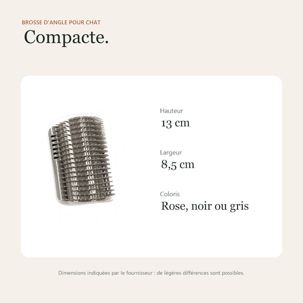 Dimensions de la brosse d'angle : 13 cm de haut et 8,5 cm de large