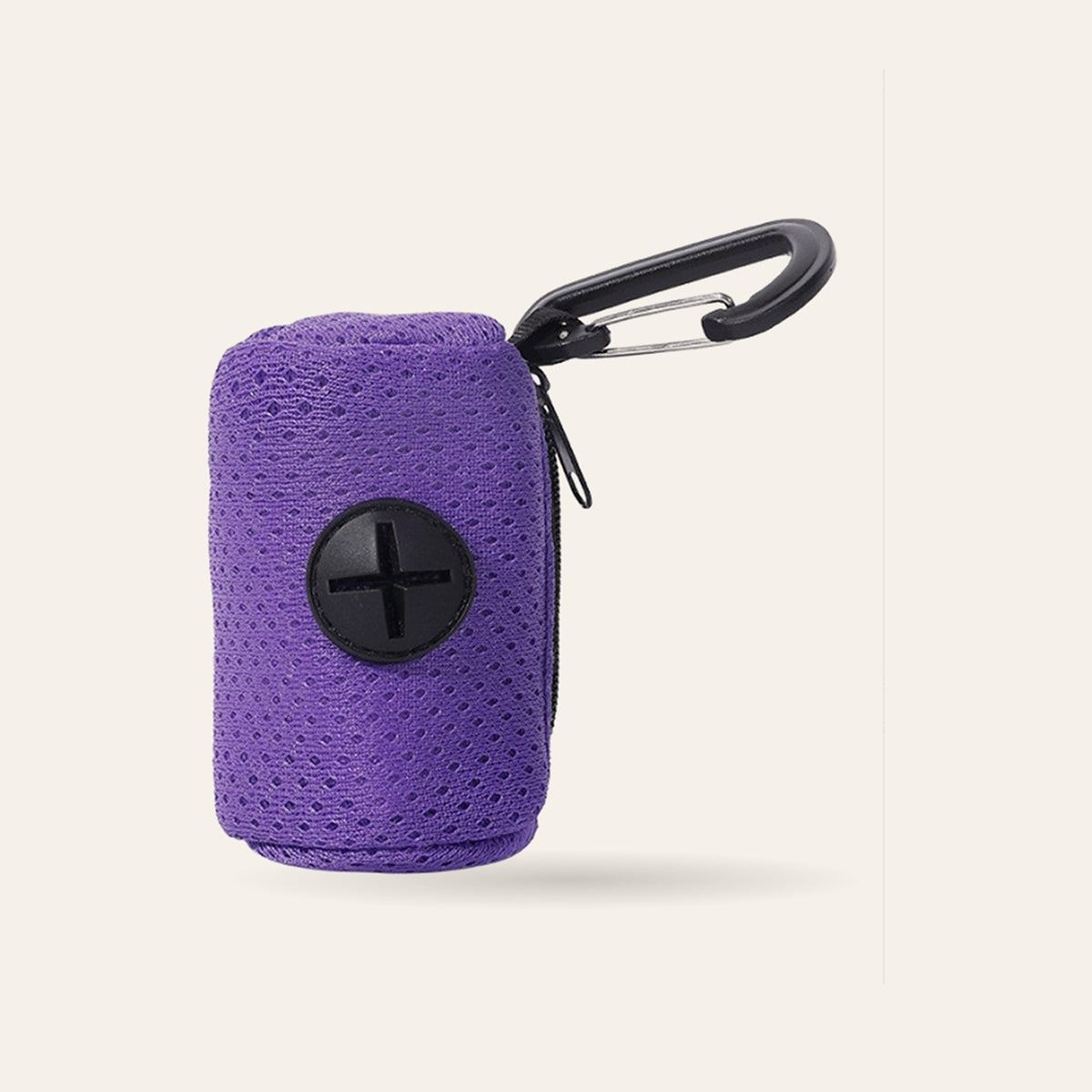 Distributeur de sacs à déjections violet avec mousqueton