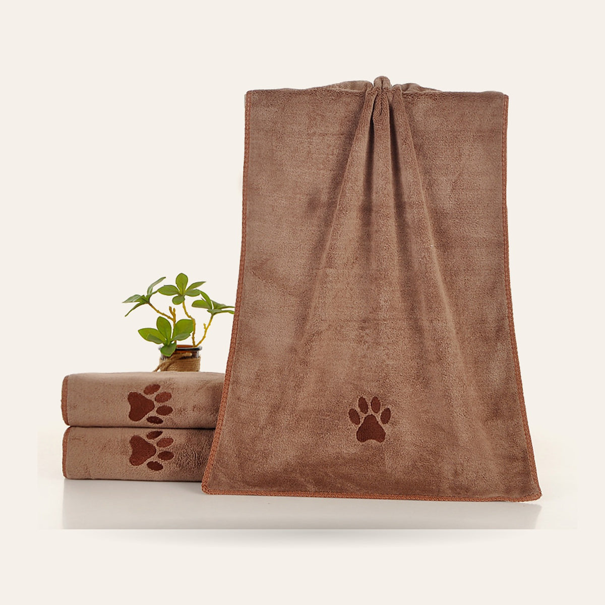 Serviette microfibre pour chien, coloris marron