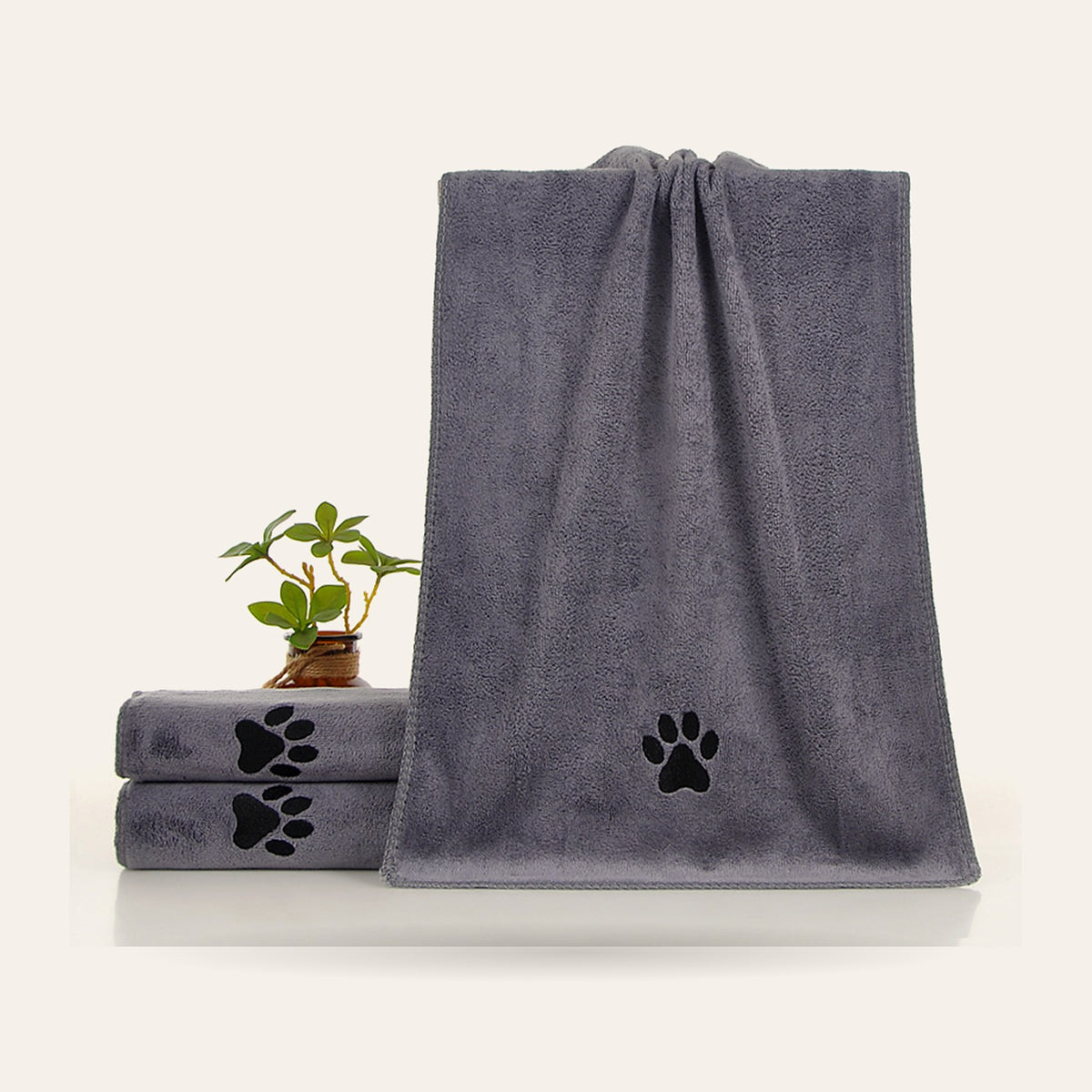 Serviette microfibre pour chien, coloris gris