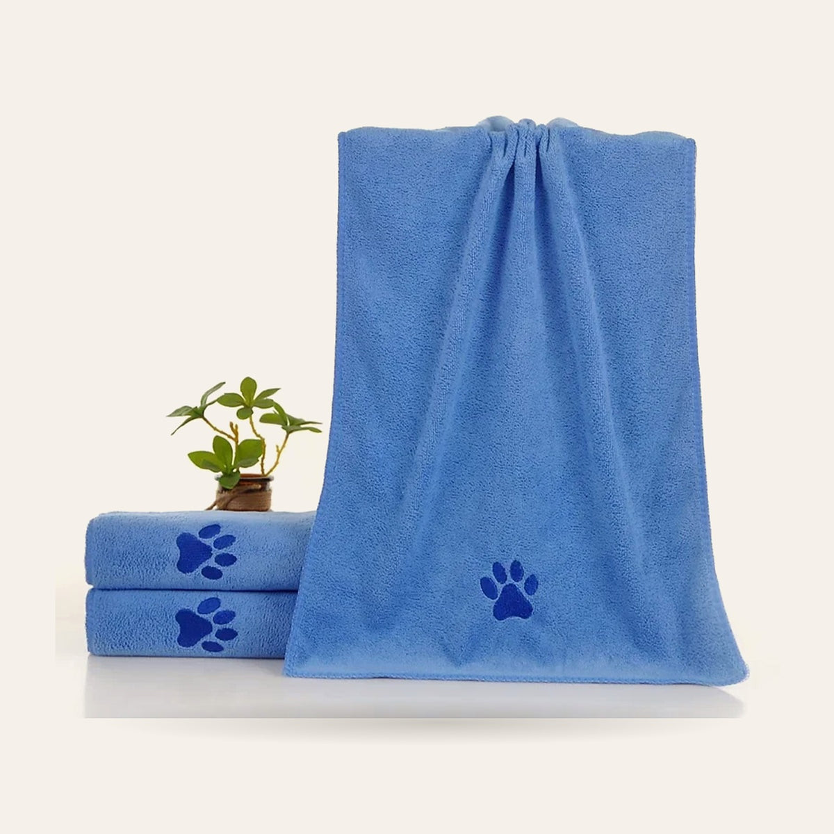 Serviette microfibre pour chien, coloris bleu